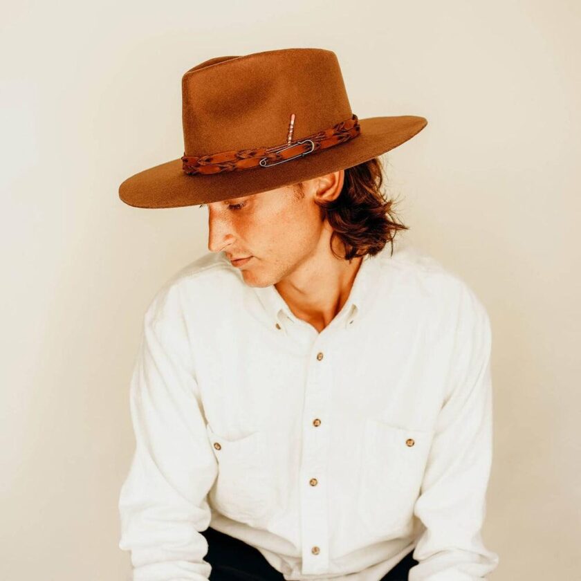 Aspen | Mens Wide Brim Felt Fedora Hat - Image 8