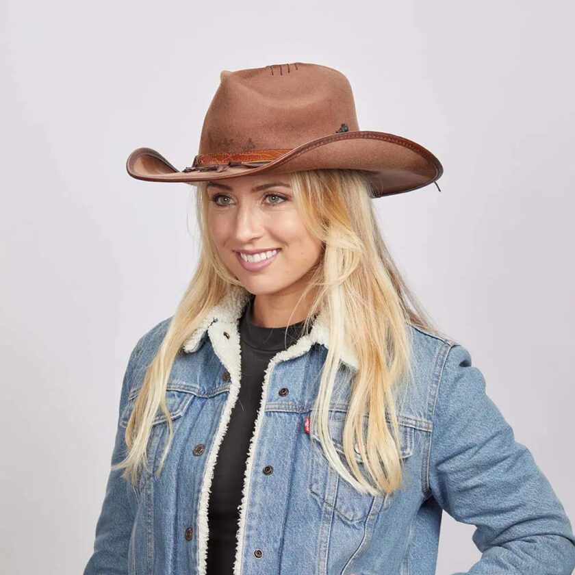 Duke | Womens Brown Felt Cowgirl Hat - Image 4