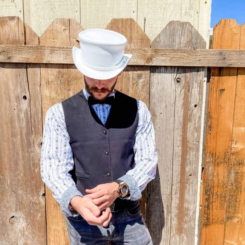 Ghost Rider | Mens White Leather Top Hat - Image 7