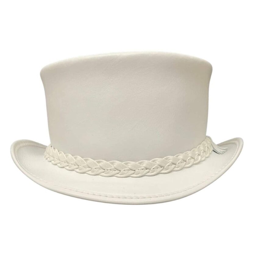 Ghost Rider | Mens White Leather Top Hat - Image 4