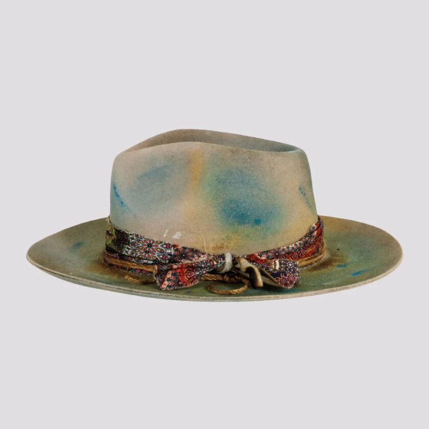 Graffiti | Mens Wool Felt Pinch Front Fedora Hat with Raw Edge - Image 3
