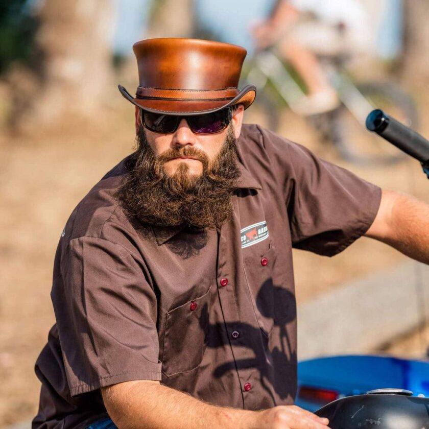 Hampton | Mens Leather Top Hat with Leather Hat Band - Image 3