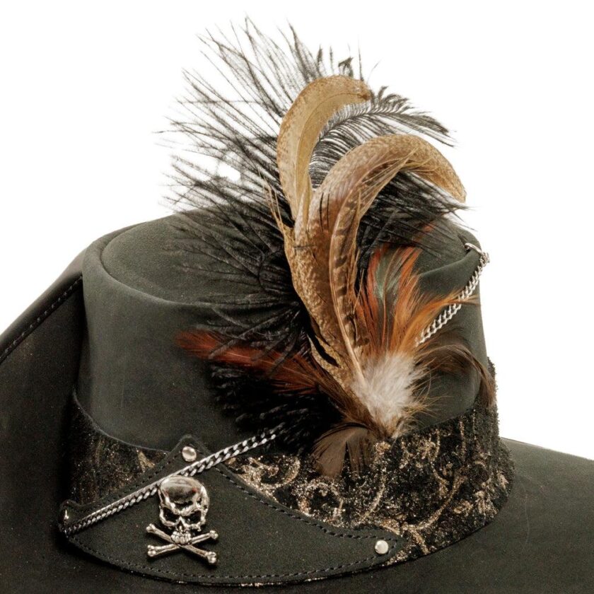 Hook | Womens Black Suede Leather Cavalier Hat - Image 9