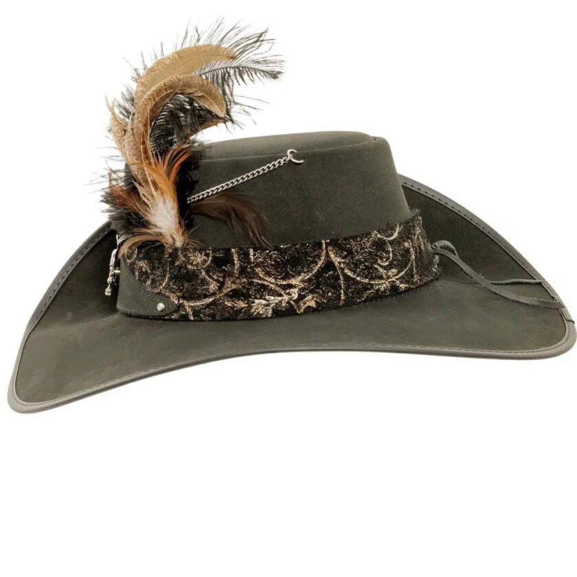 Hook | Womens Black Suede Leather Cavalier Hat - Image 6