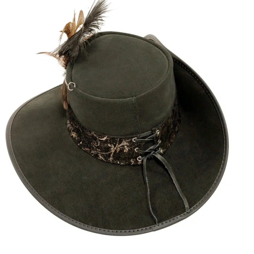 Hook | Womens Black Suede Leather Cavalier Hat - Image 5