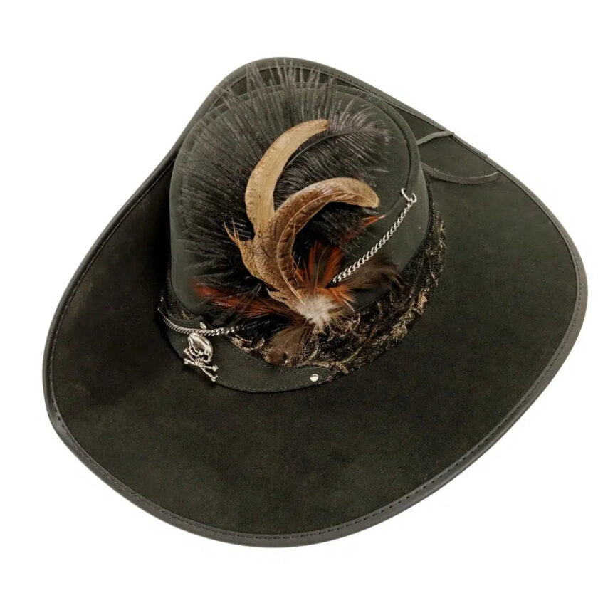 Hook | Womens Black Suede Leather Cavalier Hat - Image 3