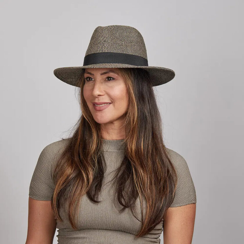 Nero | Womens Two-Tone Woven Straw Fedora Hat - Image 6