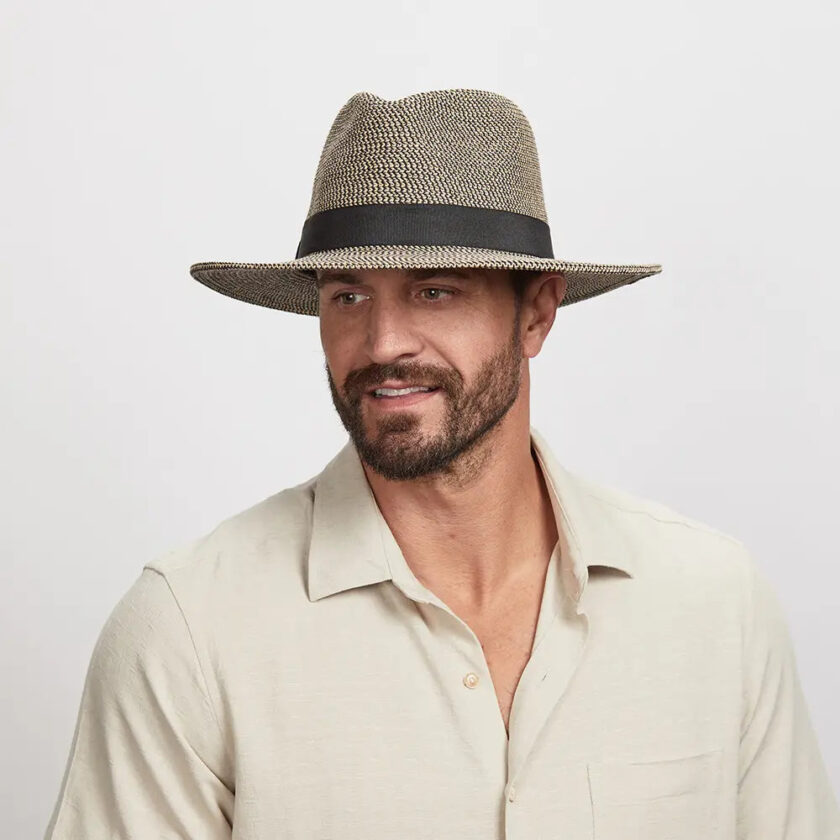 Nero | Mens Two-Tone Woven Straw Fedora Hat - Image 4