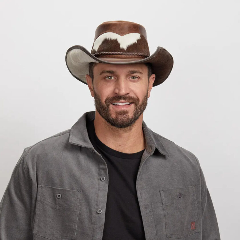 Pinto | Mens Leather Cowboy Hat with Calf Accents - Image 9