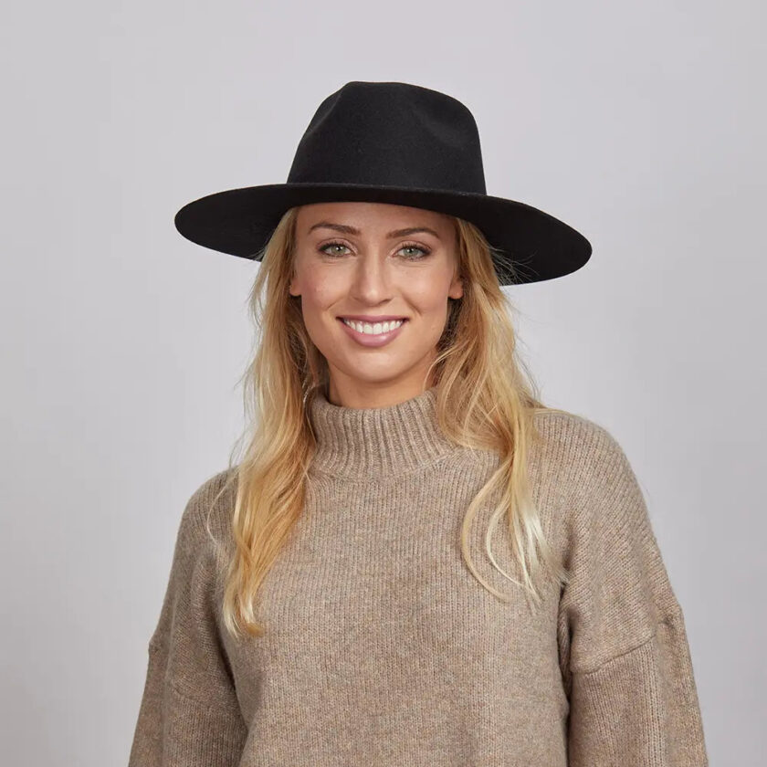 Rancher | Womens Wide Brim Felt Fedora Hat - Image 8