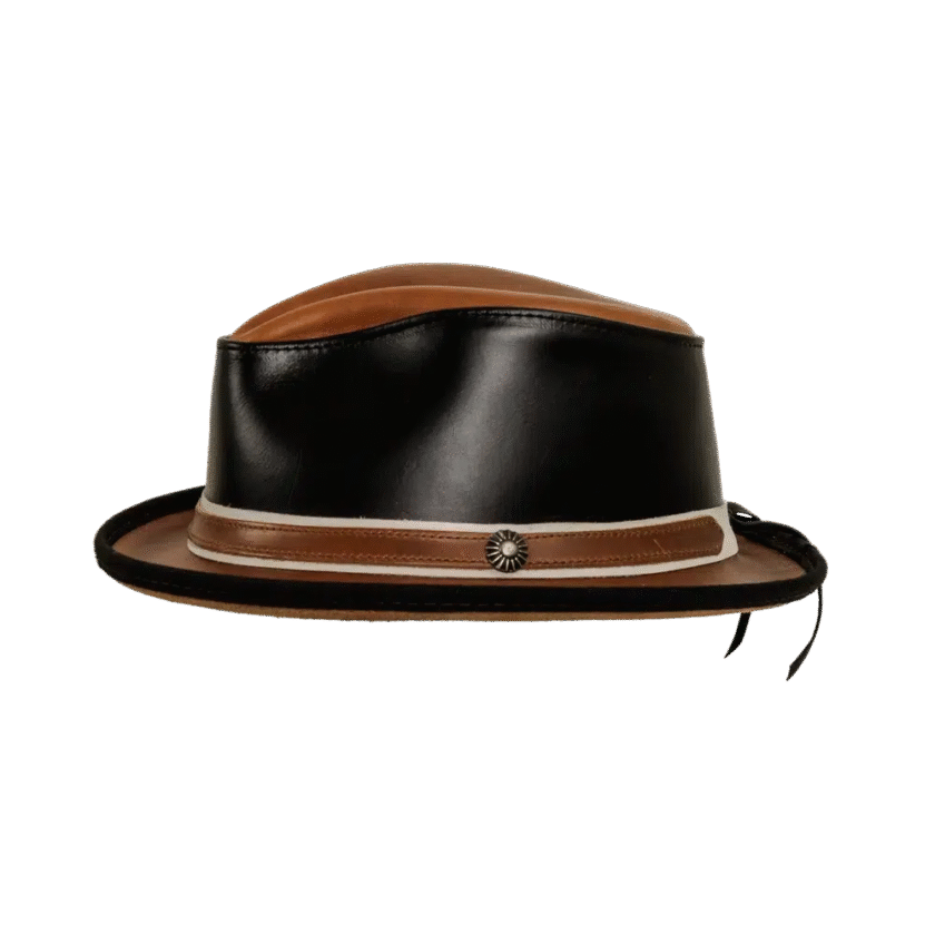 Rocky | Mens Leather Fedora Hat - Image 3