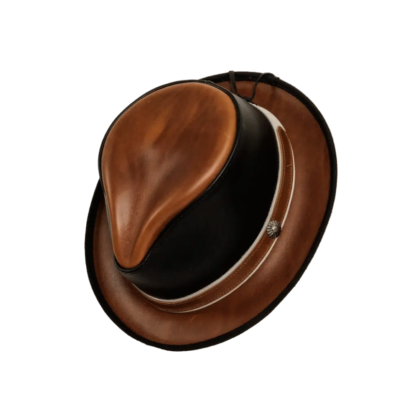 Rocky | Mens Leather Fedora Hat - Image 5