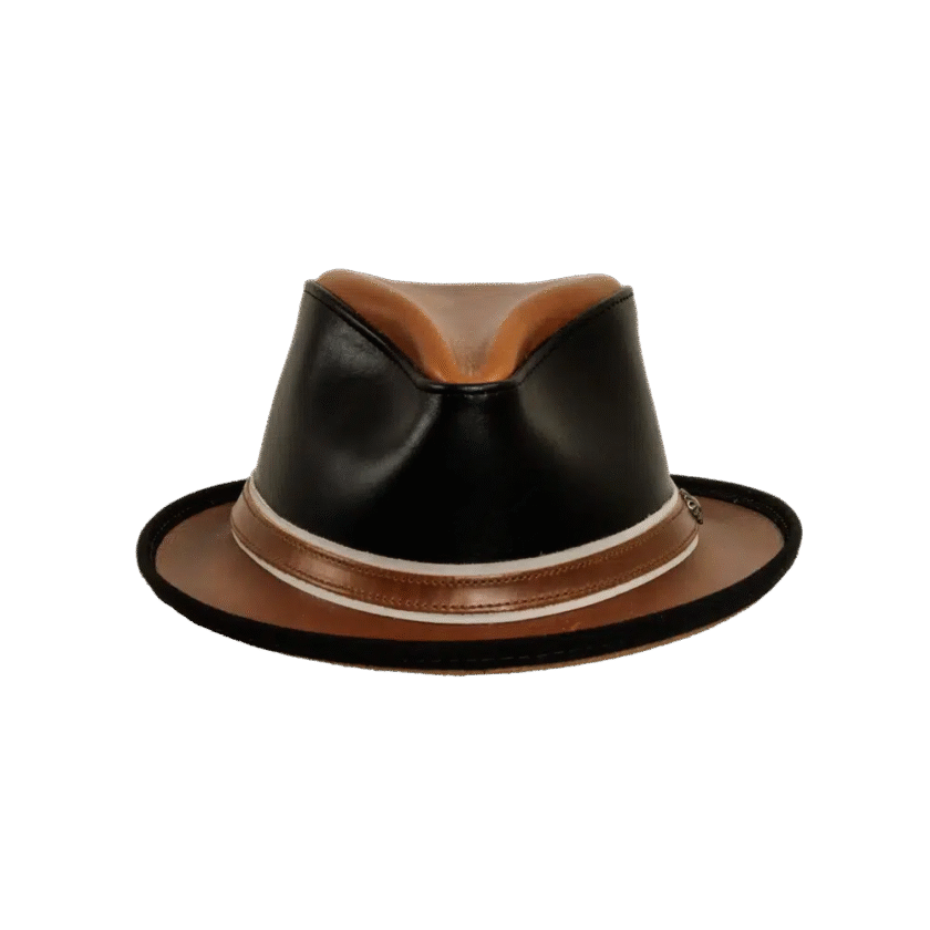 Rocky | Mens Leather Fedora Hat - Image 2