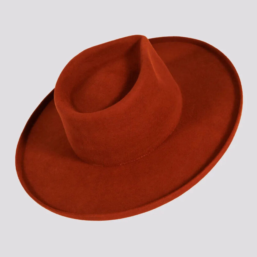Rustler | Womens Wool Felt Teardrop Fedora Hat with Curled Brim - Image 8