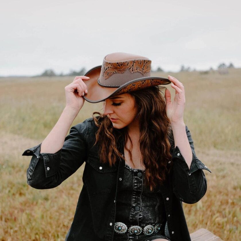 Sierra | Womens American Leather Cowgirl Hat - Image 3