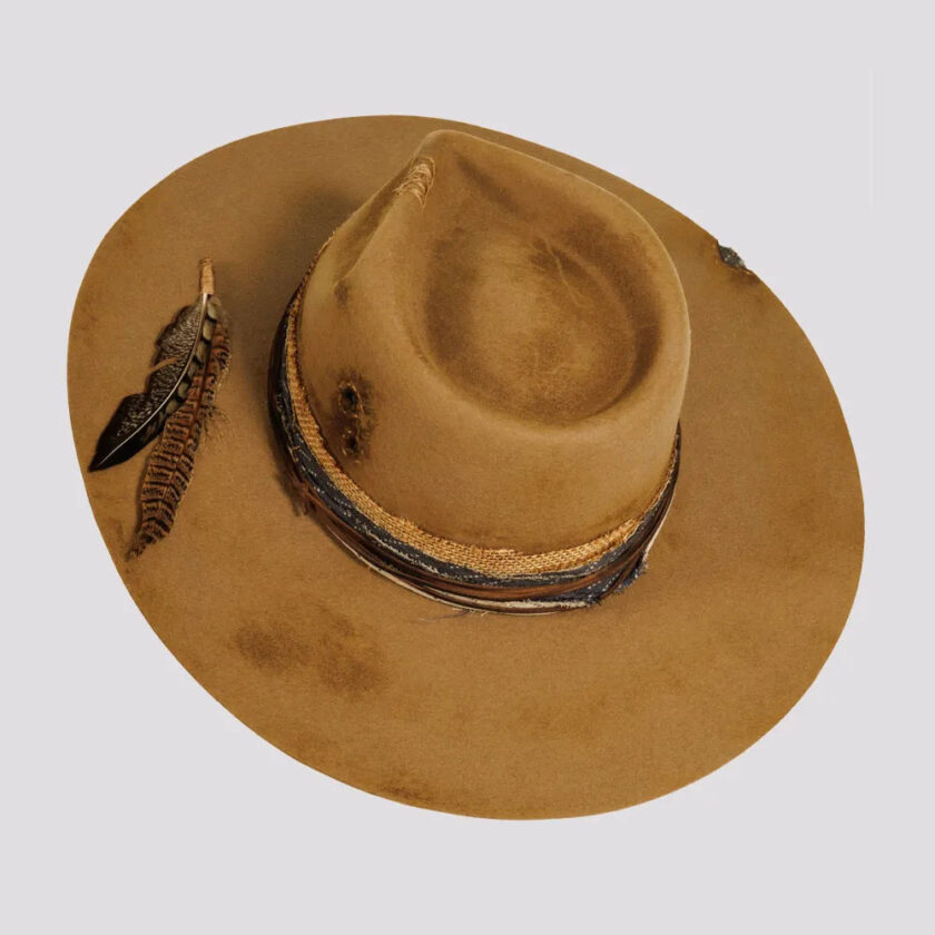 Six Shooter | Womens Distressed Wool Felt Pinch Front Fedora Hat - Image 4