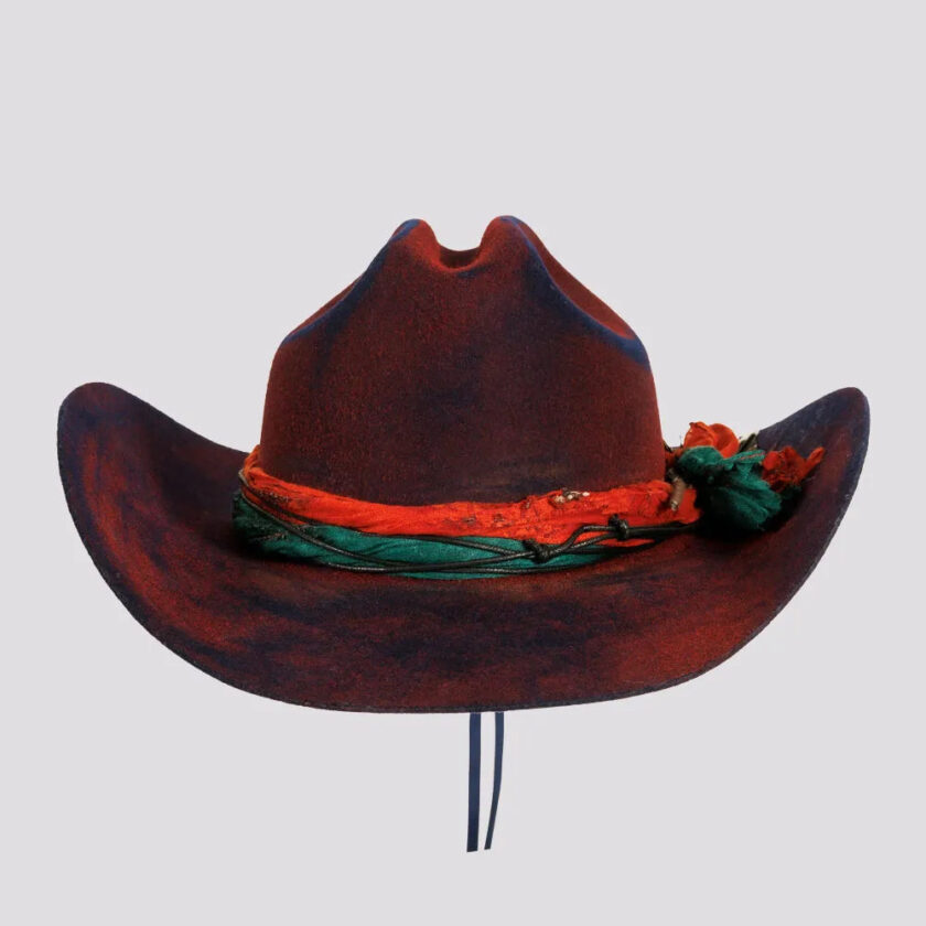Skylar | Womens Wool Felt Distressed Cowgirl Hat with Gauze Trim - Image 2