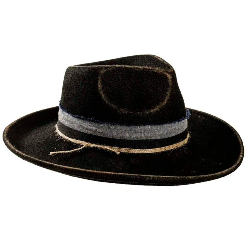 Small Town | Mens Black Wide Brim Felt Fedora Hat - Image 5