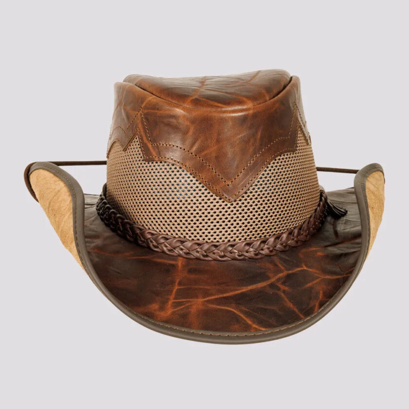 Stampede | Mens Cowhide Leather Cowboy Hat with Mesh Sides - Image 7