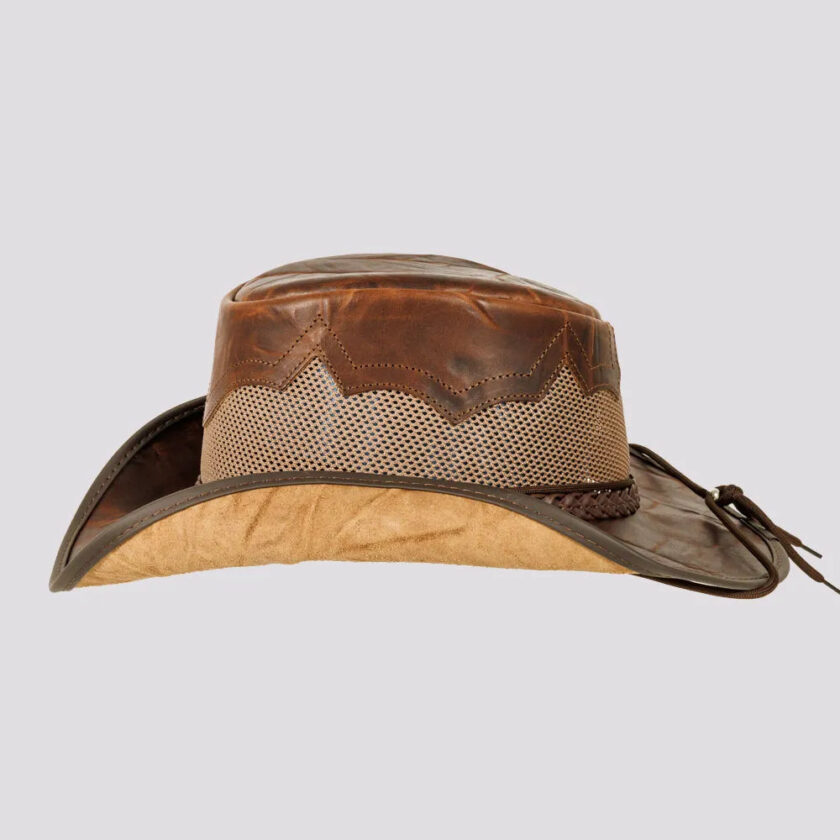 Stampede | Mens Cowhide Leather Cowboy Hat with Mesh Sides - Image 8