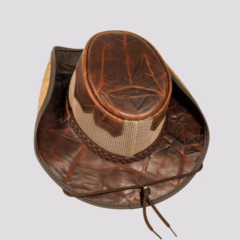 Stampede | Mens Cowhide Leather Cowboy Hat with Mesh Sides - Image 9