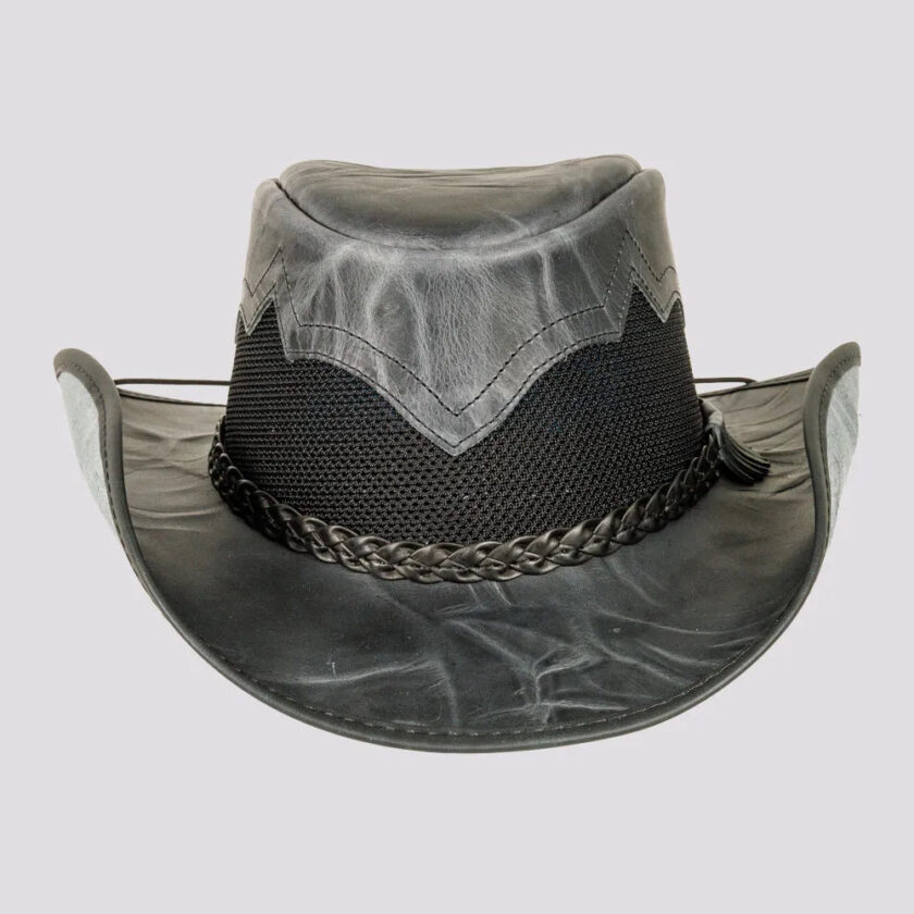 Stampede | Mens Cowhide Leather Cowboy Hat with Mesh Sides - Image 2