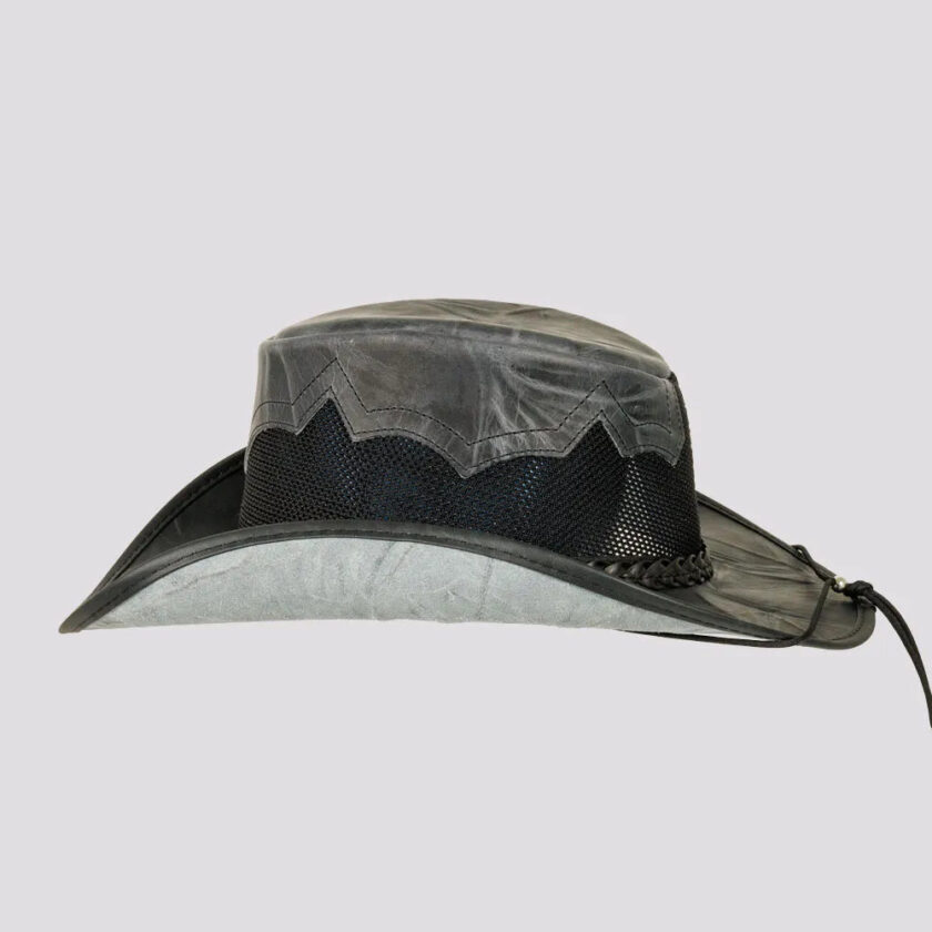 Stampede | Mens Cowhide Leather Cowboy Hat with Mesh Sides - Image 3