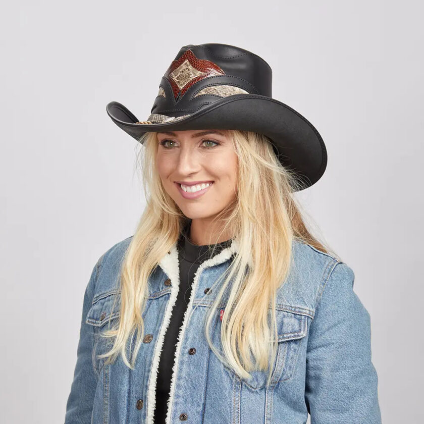 Storm | Womens Leather and Rattlesnake Cowgirl Hat - Image 5
