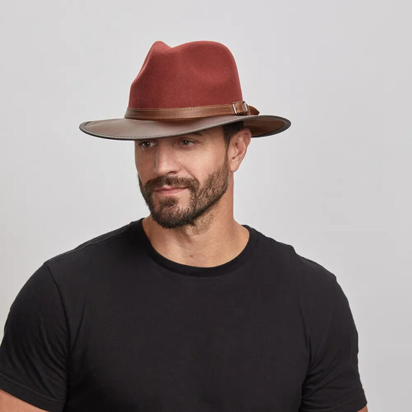 Summit | Mens Felt Leather Fedora Hat - Image 3