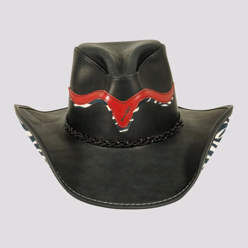 Wild Thing | Womens Black Genuine Leather Cowgirl Hat - Image 2