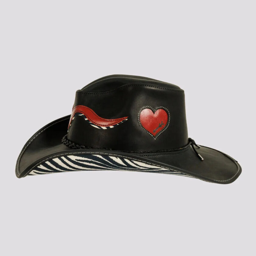 Wild Thing | Womens Black Genuine Leather Cowgirl Hat - Image 3