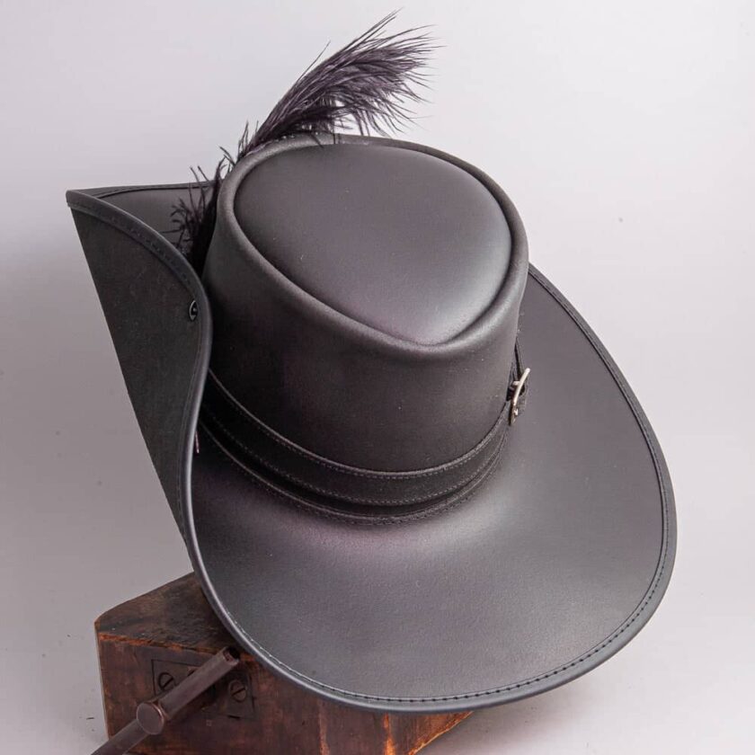 Cavalier Feather | Womens Renaissance Fair Leather Hat - Image 5