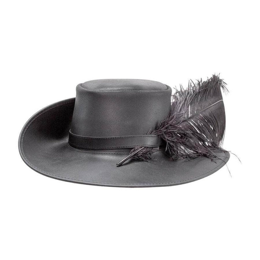 Cavalier Feather | Womens Renaissance Fair Leather Hat - Image 2