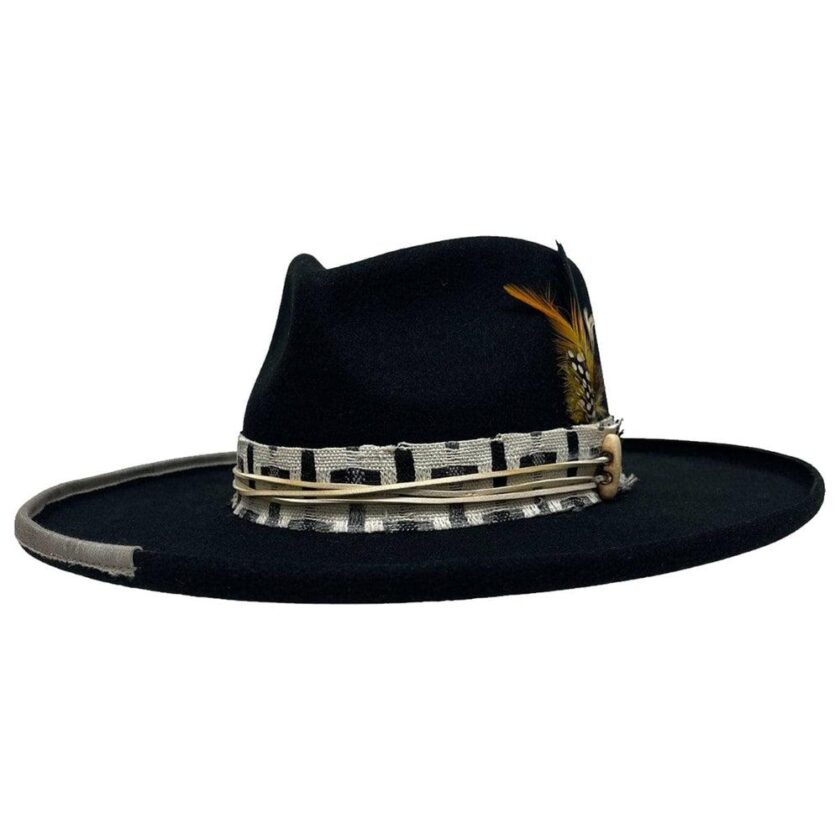 Lounge | Womens Black Pencil Rim Felt Hat - Image 2